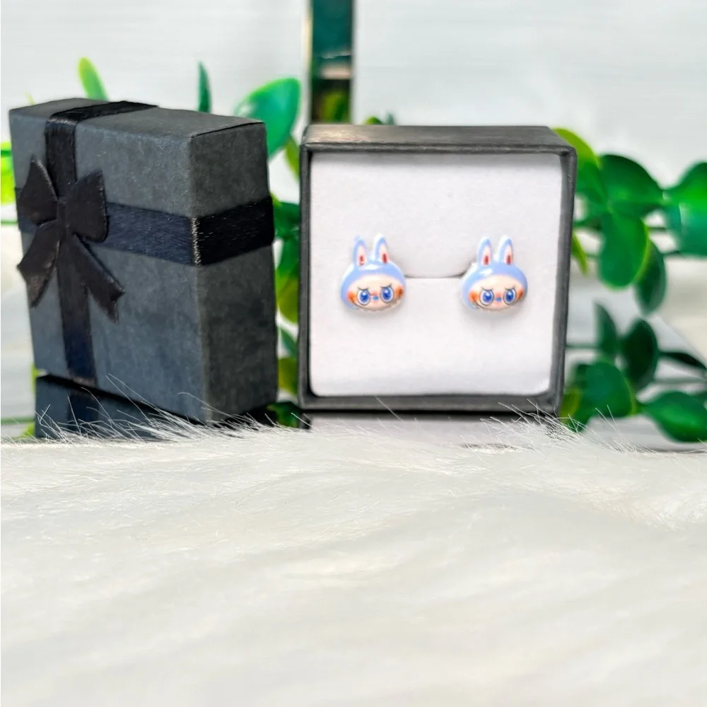 Cute Blue‎ Monster Character Stud Earrings